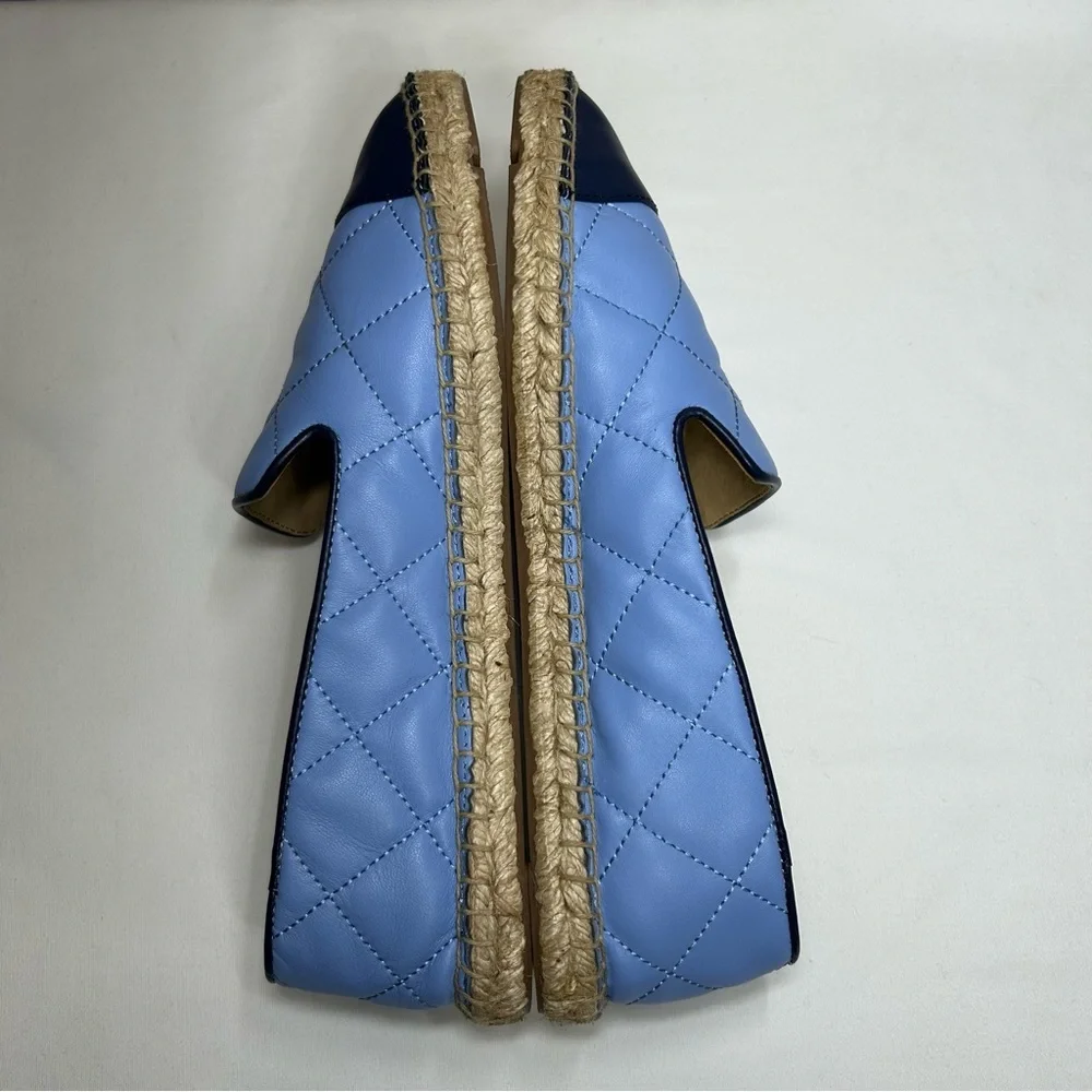 Talbots‎ IZZY Quilted Nappa Leather light Blue Navy Versatile Espadrilles 9M